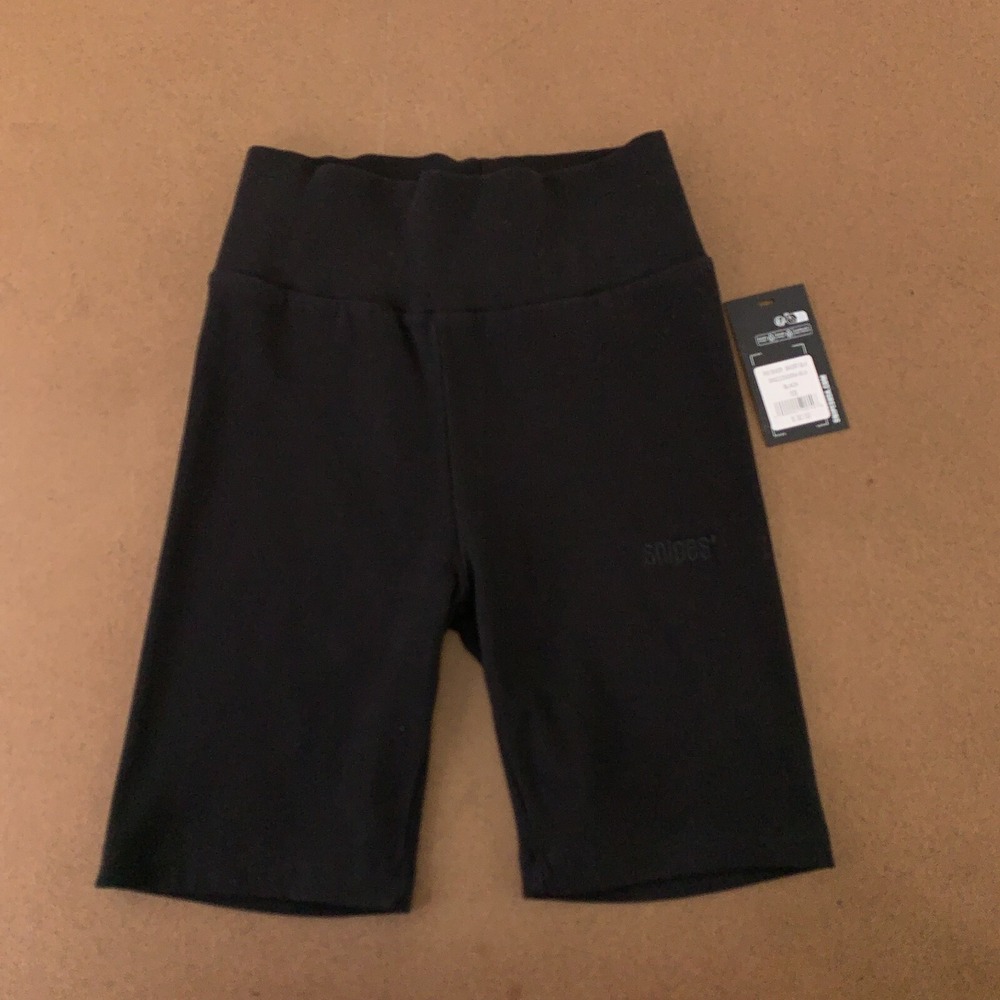 Snipes Women's Size XS Black Rib Knit High Rise 6" Inseam Biker Shorts NWT